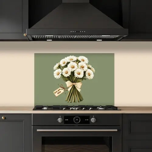 Lint - Boeket - Groen - Quote keuken achterwand spatscherm klein -sfeer1