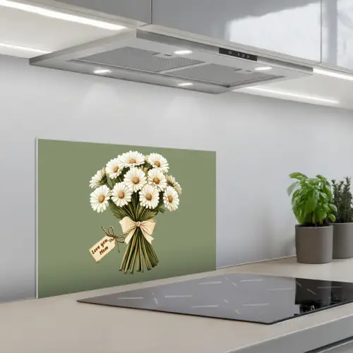 Lint - Boeket - Groen - Quote keuken achterwand spatscherm klein -3d_schuin