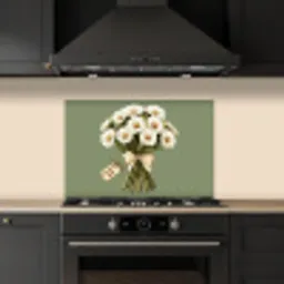 Lint - Boeket - Groen - Quote keuken achterwand spatscherm klein -sfeer1