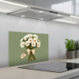 Lint - Boeket - Groen - Quote keuken achterwand spatscherm klein -3d_schuin