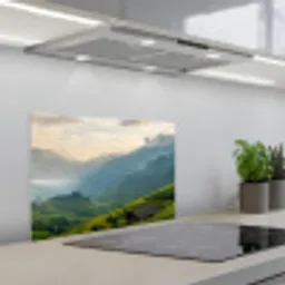 Rijstvelden - Bergen - Groen - Natuur keuken achterwand spatscherm klein -3d_schuin