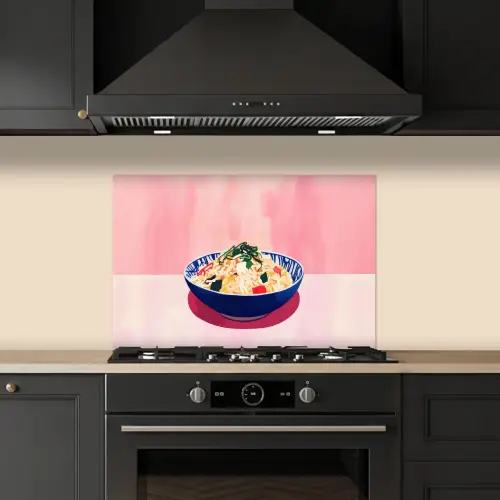 Rijst - Illustratie - Kom - Groente keuken achterwand spatscherm klein -sfeer1