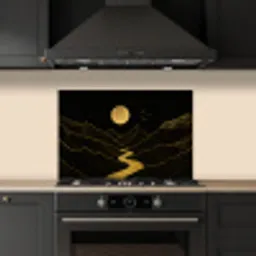 Rivier - Goud - Maan - Vogels keuken achterwand spatscherm klein -sfeer1