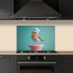 Roodborstje - Vogel - Koksmuts - Sokkel keuken achterwand spatscherm klein -sfeer1