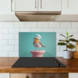 Roodborstje - Vogel - Koksmuts - Sokkel keuken achterwand spatscherm klein -sfeer2