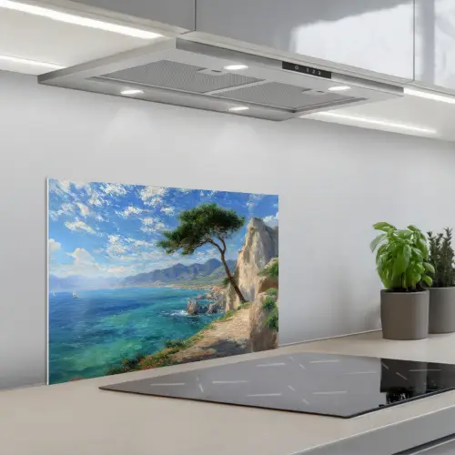 Rotsen - Kustlijn - Boom - Bergen keuken achterwand spatscherm klein -3d_schuin