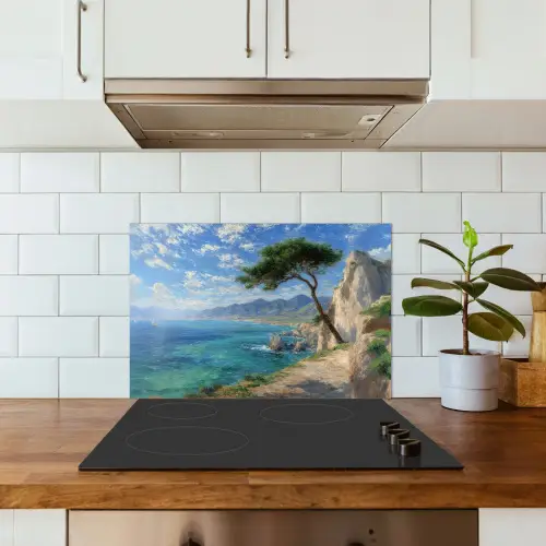 Rotsen - Kustlijn - Boom - Bergen keuken achterwand spatscherm klein -sfeer2