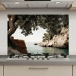 Rotsen - Zee - Boom - Groen keuken achterwand spatscherm klein -3d_website