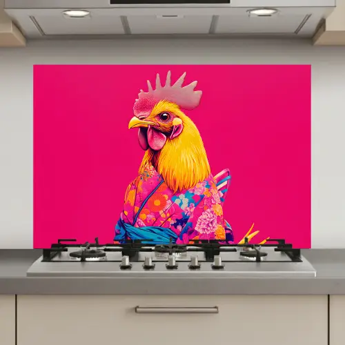 Haan - Kleurrijk - Kimono - Roze keuken achterwand spatscherm klein -3d_website