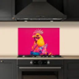 Haan - Kleurrijk - Kimono - Roze keuken achterwand spatscherm klein -sfeer1