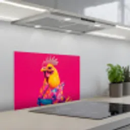 Haan - Kleurrijk - Kimono - Roze keuken achterwand spatscherm klein -3d_schuin