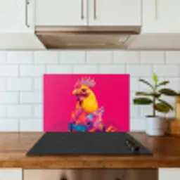 Haan - Kleurrijk - Kimono - Roze keuken achterwand spatscherm klein -sfeer2