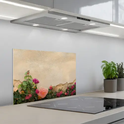 Rozen - Muur - Vintage keuken achterwand spatscherm klein -3d_schuin