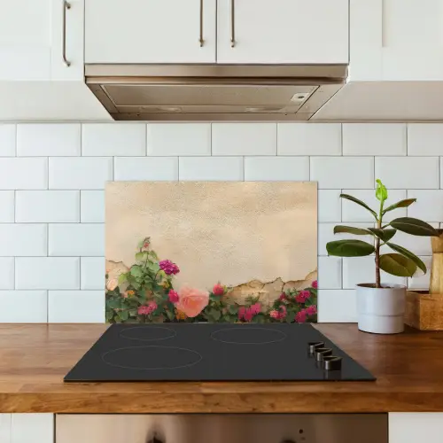 Rozen - Muur - Vintage keuken achterwand spatscherm klein -sfeer2