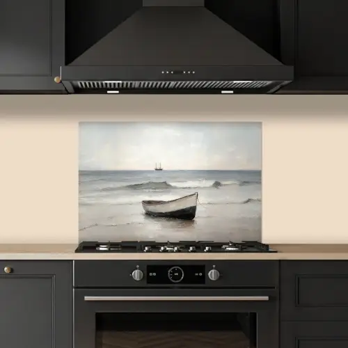 Roeiboot - Zee - Horizon keuken achterwand spatscherm klein -sfeer1