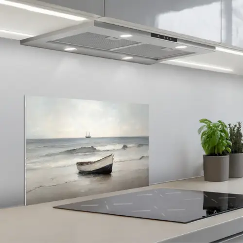 Roeiboot - Zee - Horizon keuken achterwand spatscherm klein -3d_schuin