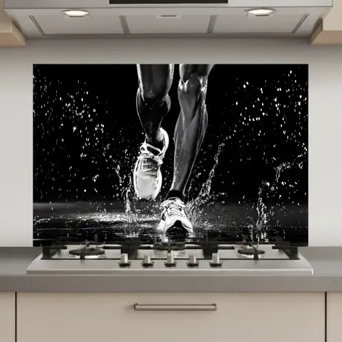 Hardloopschoenen - Rennen - Druppels - Zwart keuken achterwand spatscherm klein -3d_website