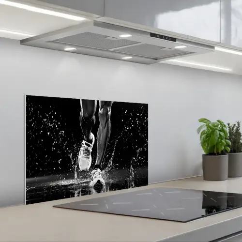 Hardloopschoenen - Rennen - Druppels - Zwart keuken achterwand spatscherm klein -3d_schuin