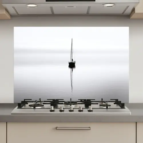 Zeilboot - Zwart - Water - Silhouet keuken achterwand spatscherm klein -3d_website