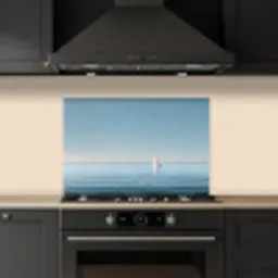 Zeilbootje - Kalme zee - Helderblauwe hemel keuken achterwand spatscherm klein -sfeer1