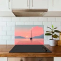 Zeilboot - Roze zee - Zonsondergang - Bergen keuken achterwand spatscherm klein -sfeer2