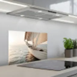 Zeilboot - Zee - Beige - Zon keuken achterwand spatscherm klein -3d_schuin
