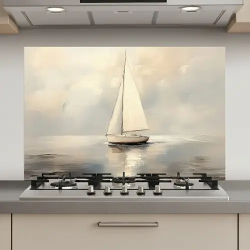Zeilschip - Zee - Bewolkt keuken achterwand spatscherm klein -3d_website