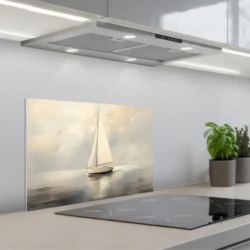 Zeilschip - Zee - Bewolkt keuken achterwand spatscherm klein -3d_schuin