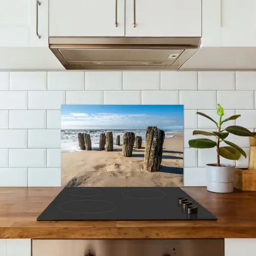 Zand - Strand - Paal - Water - Zomer keuken achterwand spatscherm klein -sfeer2