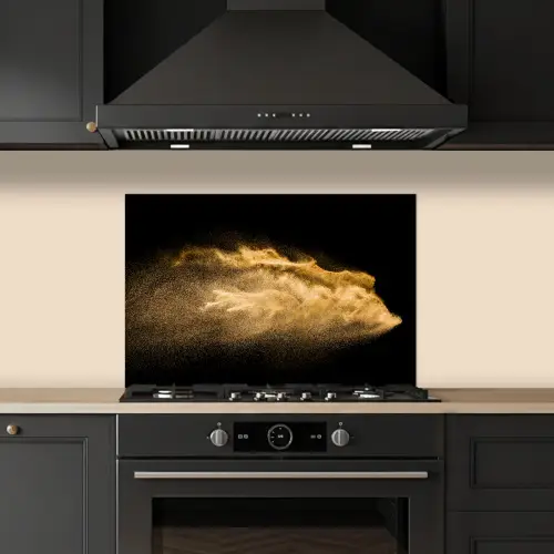 Zand - Goud - Zwart - Luxe - Kunst keuken achterwand spatscherm klein -sfeer1