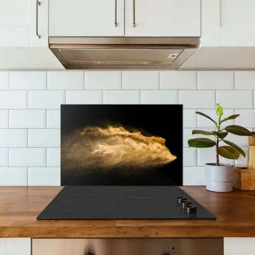 Zand - Goud - Zwart - Luxe - Kunst keuken achterwand spatscherm klein -sfeer2