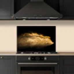 Zand - Goud - Zwart - Luxe - Kunst keuken achterwand spatscherm klein -sfeer1