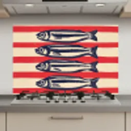 Sardines - Rood en beige strepen keuken achterwand spatscherm klein -3d_website