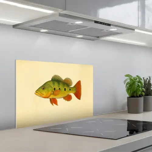 Schubben - Vis - Groen - Illustratie keuken achterwand spatscherm klein -3d_schuin