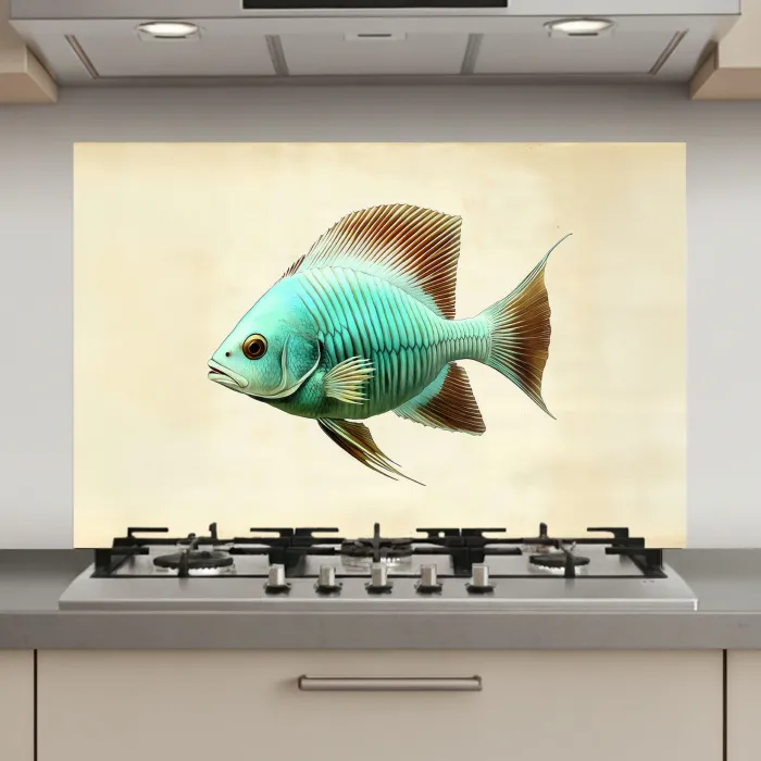 Schubben - Vis - Mint - Minimalistisch keuken achterwand spatscherm klein -3d_website