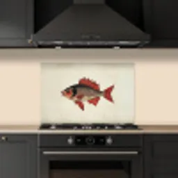 Schubben - Rood - Vis - Vinnen keuken achterwand spatscherm klein -sfeer1