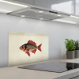 Schubben - Rood - Vis - Vinnen keuken achterwand spatscherm klein -3d_schuin