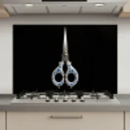 Schaar - Delfts blauw - Zwart keuken achterwand spatscherm klein -3d_website