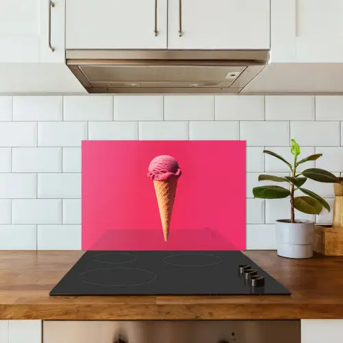 Schepijs - Roze - Hoorntje keuken achterwand spatscherm klein -sfeer2