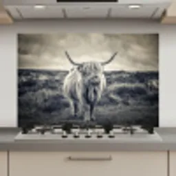 Schotse hooglander - Dieren - Wolken - Koe - Natuur keuken achterwand spatscherm klein -3d_website