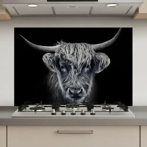 Schotse hooglander - Zwart - Koe - Dieren keuken achterwand spatscherm klein -3d_website