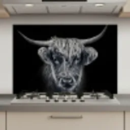 Schotse hooglander - Zwart - Koe - Dieren keuken achterwand spatscherm klein -3d_website