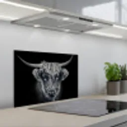 Schotse hooglander - Zwart - Koe - Dieren keuken achterwand spatscherm klein -3d_schuin