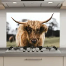 Schotse Hooglander -  Koe - Gras - Dieren - Natuur keuken achterwand spatscherm klein -3d_website