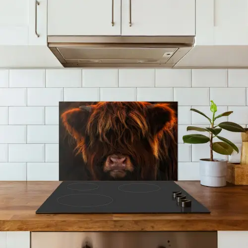 Schotse Hooglander - Koe - Portret - Dieren keuken achterwand spatscherm klein -sfeer2