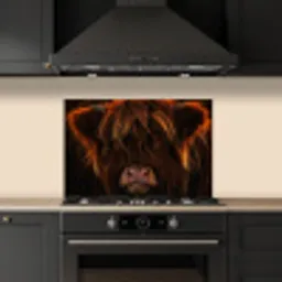 Schotse Hooglander - Koe - Portret - Dieren keuken achterwand spatscherm klein -sfeer1