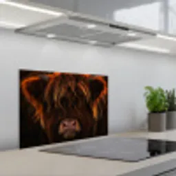Schotse Hooglander - Koe - Portret - Dieren keuken achterwand spatscherm klein -3d_schuin