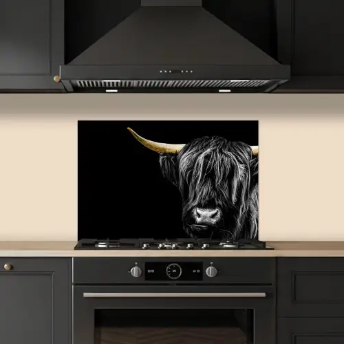 Schotse hooglander - Goud - Vacht - Dieren - Koe keuken achterwand spatscherm klein -sfeer1