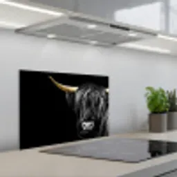 Schotse hooglander - Goud - Vacht - Dieren - Koe keuken achterwand spatscherm klein -3d_schuin