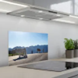 Schotse hooglander - Licht - Berg - Natuur keuken achterwand spatscherm klein -3d_schuin